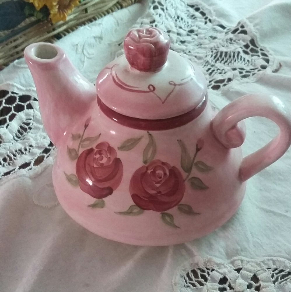 Vintage TEA POT GARDEN ROSE